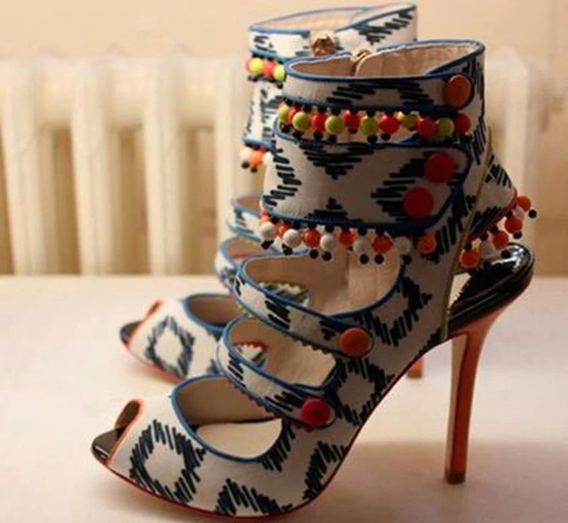 Mélangées Peep 2 Géométrique 1 color Chaussures Sexy Gland Color En Couleurs Dames Perles Toe Cuir Parti Femmes Talons Sandales Bottes Multi Hauts Tressé 0BqS5Stw