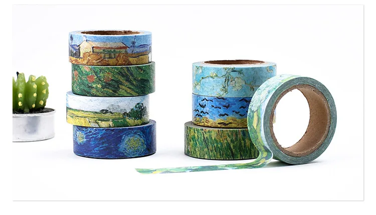 Creative Van Gogh Oil Painting Japanese Masking Washi Tape Decorative Adhesive Tape Diy Scrapbooking Sticker Label Stationery