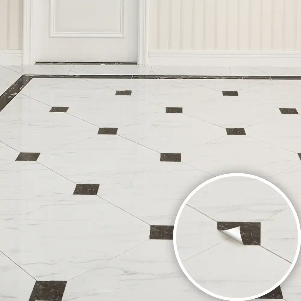 Funlife Black Marble Self Adhesive Floor Tile Seam Sticker