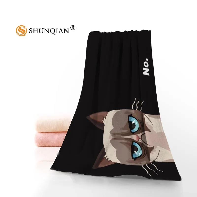 

New Custom Art Grumpy Cat Towel Printed Cotton Face/Bath Towels Microfiber Fabric For Kids Men Women Shower Towels A8.8