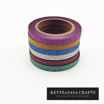 

6Pcs/Sell Washi Tape Glitter Color Japanese Stationery 0.5*6.5meter Kawaii Paper Scrapbooking School Tools Decorative Tapes Mask