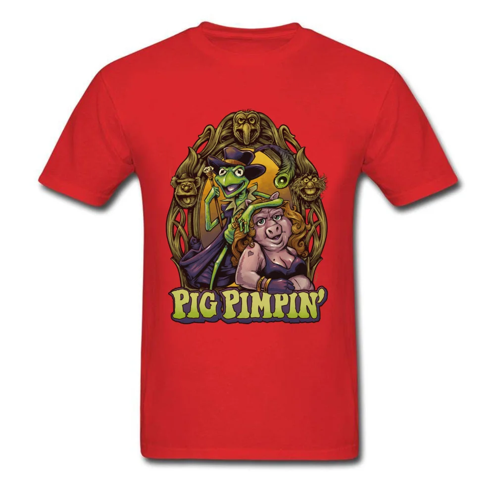 CasualCasual Short Sleeve Tops Shirt Lovers Day Designer Crew Neck 100% Cotton Fabric T-shirts Man T Shirt Pig Pimpin  Pig Pimpin red