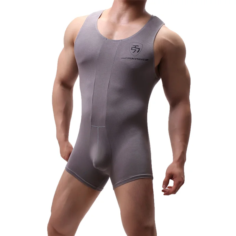 Mens Sexy Undershirts Modal Jumpsuit Male Wrestling Singlet Body Suit Bodybuilding Shaper Gay Lingerie Seamless Bodysuits Shorts