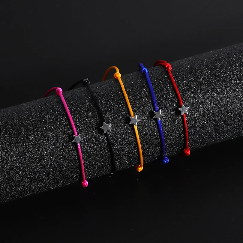 

G.YCX 5pcs set Dainty Heart Adjustable Rope Red String Bracelets Couple Handmade Thread Paired Star Bracelet Men Women BFF Gifts