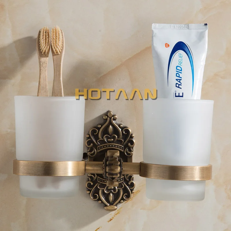 Aluminium double Tumbler Holder Cup & Tumbler Holders Toothbrush Holder Bathroom Accessories Banheiro YT-11208