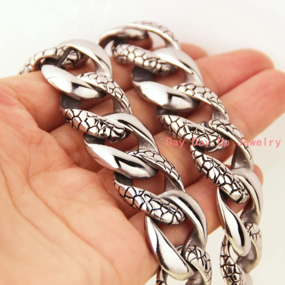

22.5"*18MM 212G Huge Heavy Jewelry 316L Stainless Steel Silver Gold Black Snake Line Curb Cuban Chain Men's Necklace Top Quality