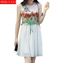 HOT Free shipping 2016 new summer fashion women high quality hand-embroidered flowers bow diamond sequined dress sexy birds