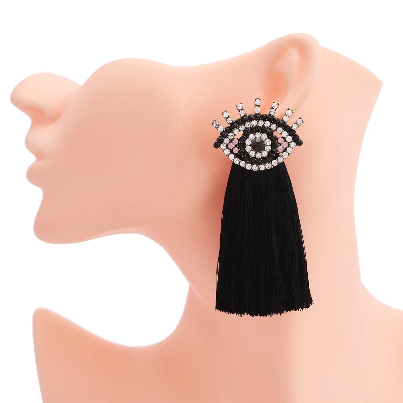 Aretes Earrings for women  NEW HOT Women`s fashion earrings New arrival brand crystal tassel beads flower EARRINGS for women Gifts Women Black