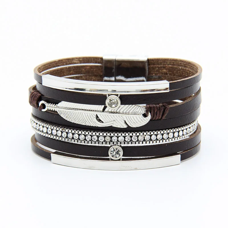 ZG wrap кожаный браслет Шарм Кожаный браслет с искусственным жемчугом 2 слоя женские ювелирные изделия подарок