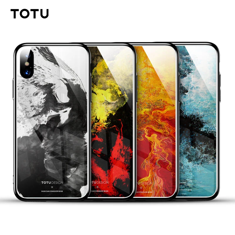 TOTU ультра тонкий жесткий чехол из закаленного стекла для iPhone X Роскошный Ретро