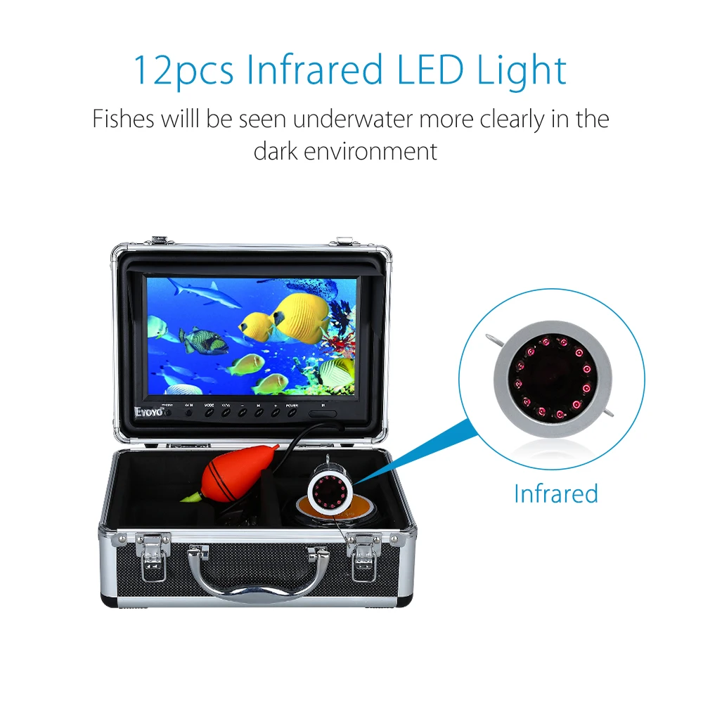 Eyoyo Underwater Fishing Camera 9 inch LCD Monitor HD 1000TVL  Waterproof DVR Video Cam (Infrared Lights 30m cable)