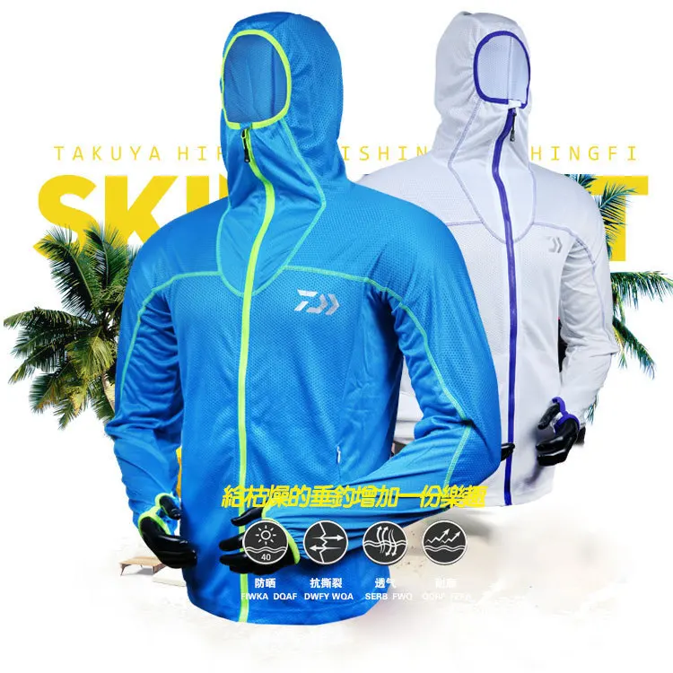 

2018 DAIWA Fishing Clothes Summer Breathable Uv Sun Clothing Mens Outdoor Long Sleeve Hooded DAWA Fishing Shirts Camiseta Pesca