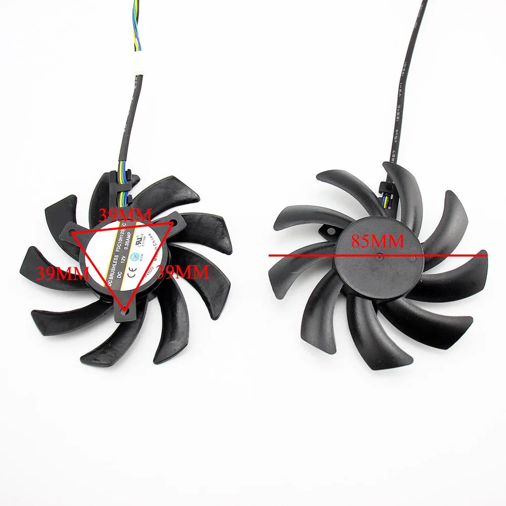 2PCS/lot 85MM FDC10H12S9-C 4Pin Cooling Fan Replacement For XFX RX 470 470D 480 460 RX480 RX380X R9 270A Graphics Card Cooling
