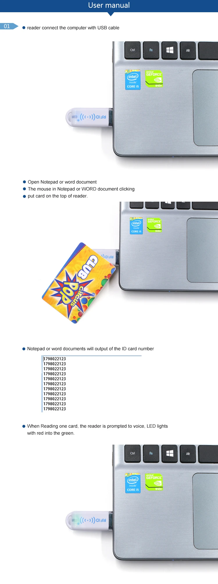 125KHz RFID mini USB key reader (5)