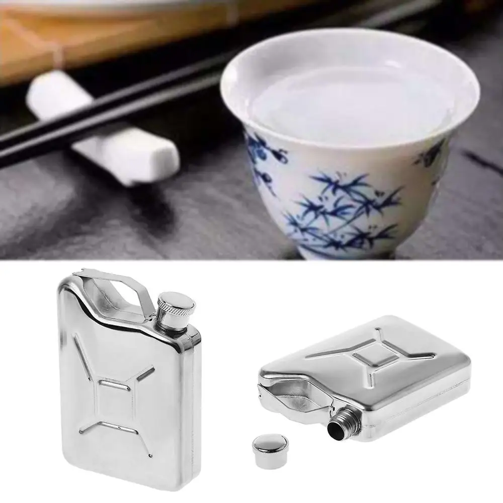 

VFGTERTE 1PC 5OZ Jerrycan Oil Liquor Hip Flask Wine Pot Stainless Steel Petrol Gasoline Can Mini Portable Kitchen Drinkware