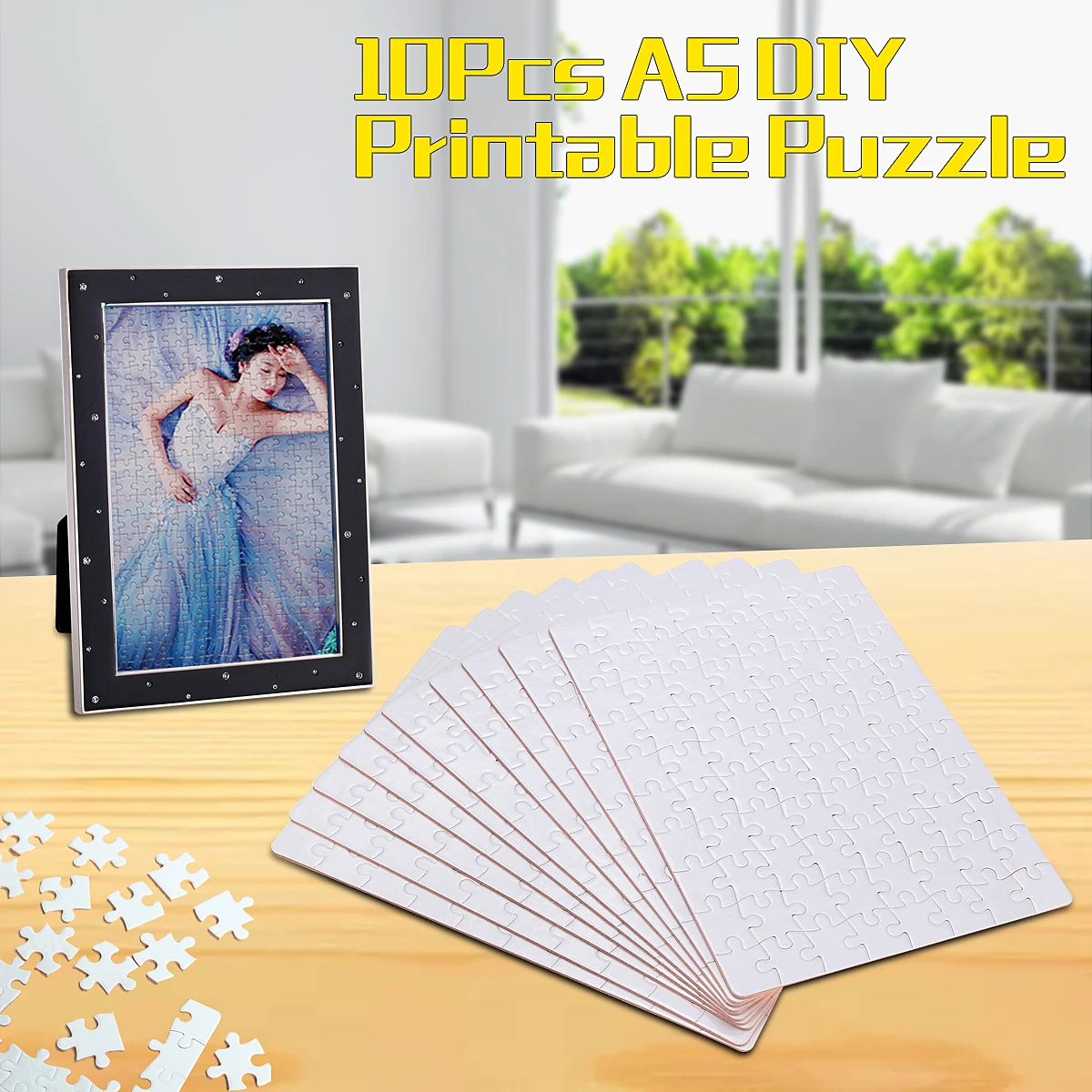 

10x A5 DIY Printable Jigsaw Puzzle Blank Dye Sublimation For Heat Press Machine Unique Gift Transfer Paper 20x14.5cm Gift