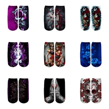 PLstar Cosmos забавные Готический Череп носки летние модные 3D хлопковые носки красочные теплые короткие носки женские носки высокого качества-1