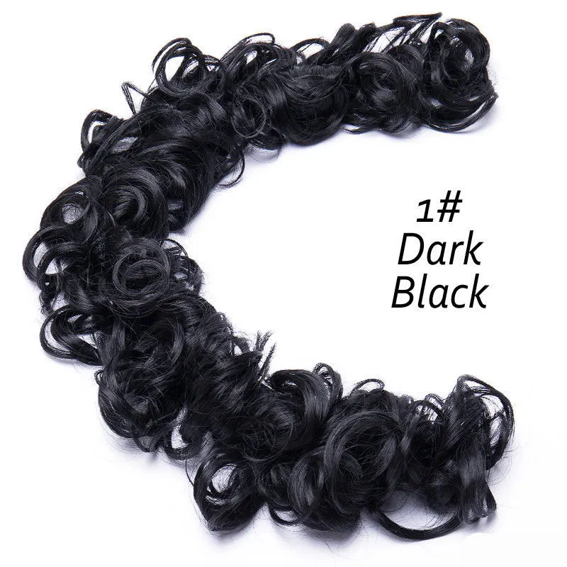 S-noilite 80 см женский кудрявый пучок шиньон эластичная лента Эластичные Синтетические волосы для наращивания черные высокотемпературные волокна поддельные волосы - Цвет: dark black
