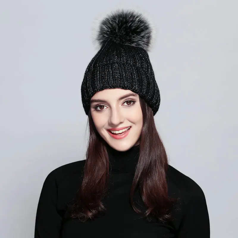 Повседневная Кепка с помпоном gorros Толстая однотонная Лыжная Женская кепка