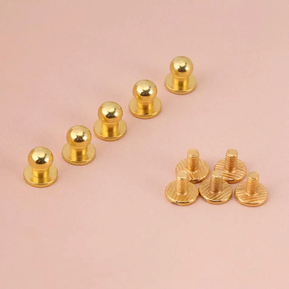 20pcs Round Head Solid Brass Nail Rivet Button DIY Leather Accessories