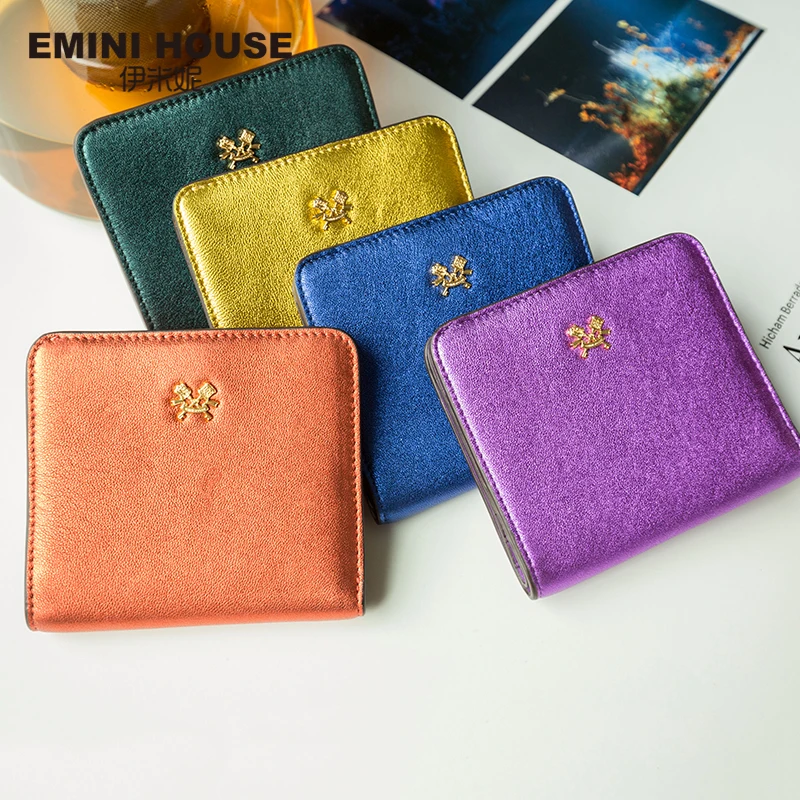 Kopen Emini Huis 10 Kleuren Mode Schapenvacht Vrouwen Korte Portefeuilles Lederen Portemonnee Mini Luxe Rits Portemonnee Reizen Portemonnee