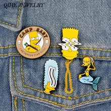 Joyería QIHE simp-son Pins de la familia Mr. Burn Bart Simpson alfiler de solapa Vintage TV Show 90S joyería