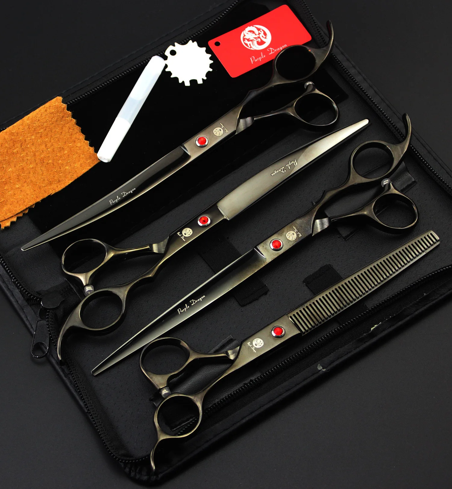 

Purple Dragon 8inch professional dog grooming scissors set hair scissors curved