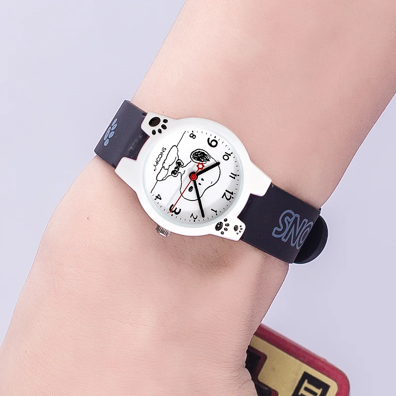 Часы наручные Snoopy детские с мультяшным рисунком Брендовые повседневные модные