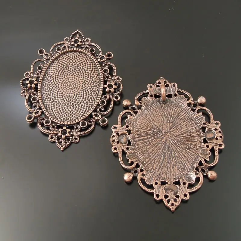 

Vintage Style Antiqued Copper Tone Oval Charms Cameo Setting 68*52*3mm(Inner Size:40*30mm) 5pcs-33719