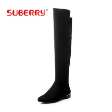 SUBERRY Plus Size 34-40 Autumn Winter Bota Over The Knee High Boots 2016 Classic Flat Boots Women Winter Boots Femininas Mujer
