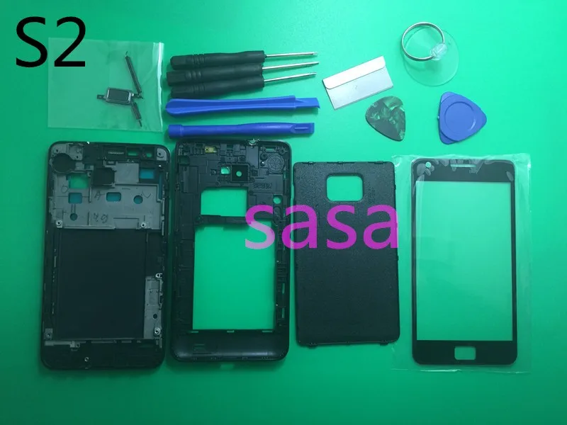 

Replacement Parts Full Housing Case + Front Glass Screen Lens For Samsung Galaxy S2 i9100+Tools Black / White