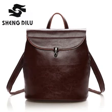 100% натуральная кожа элегантный рюкзак shengdilu бренд 2017 новая мода mochila женщины корова кожаный мешок Бесплатная Доставка