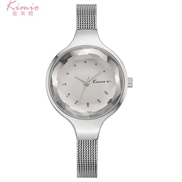 Бренд KIMIO, часы для женщин, модные кварцевые часы, женский браслет, часы с сетчатым ремешком, женские наручные часы, Relogio Feminino - Цвет: silver