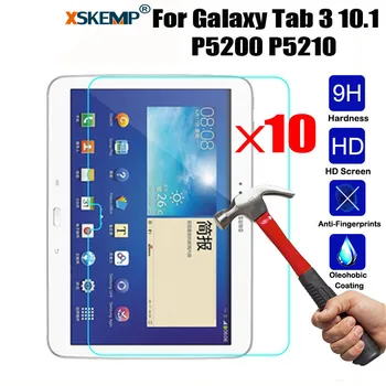

XSKEMP 10Pcs/Lot Tablet Film For Samsung Galaxy Tab 3 10.1" P5200 P5210 Tempered Glass Film 0.3mm Ultra Clear Screen Protector