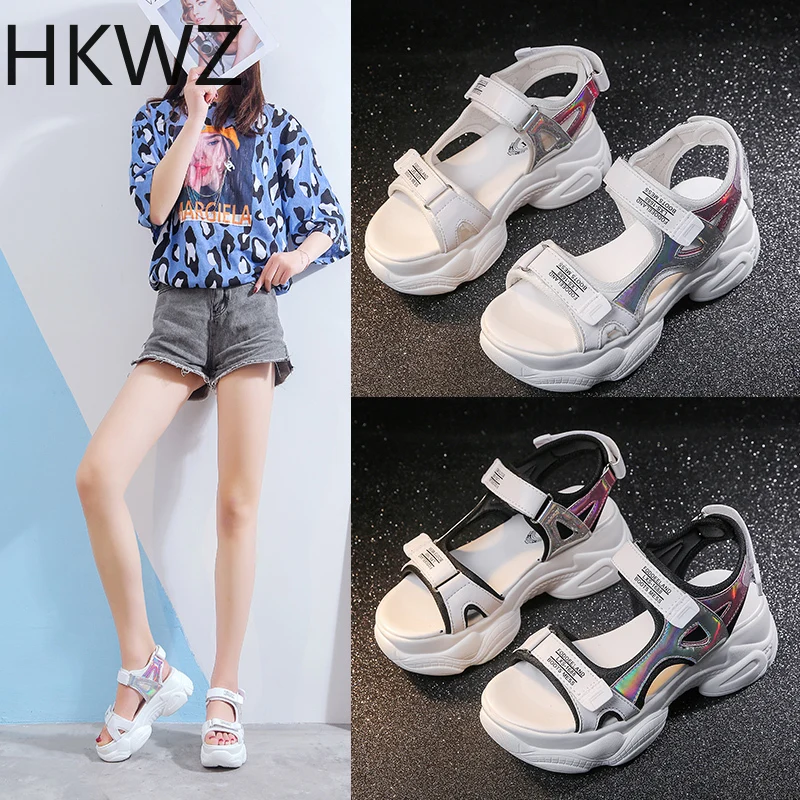 

Summer muffin thick-soled color matching casual open toe sandals increased light and comfortable non-slip beach Roman sandals