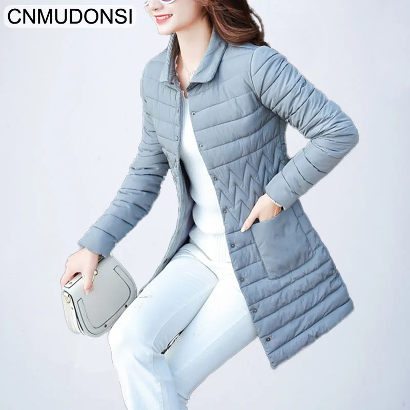 

cnmudonsi Thin section Winter Collection Women's Coat Jacket Stand Collar Cold-Resistant Warm Long Parkas Female Quilting Cotton