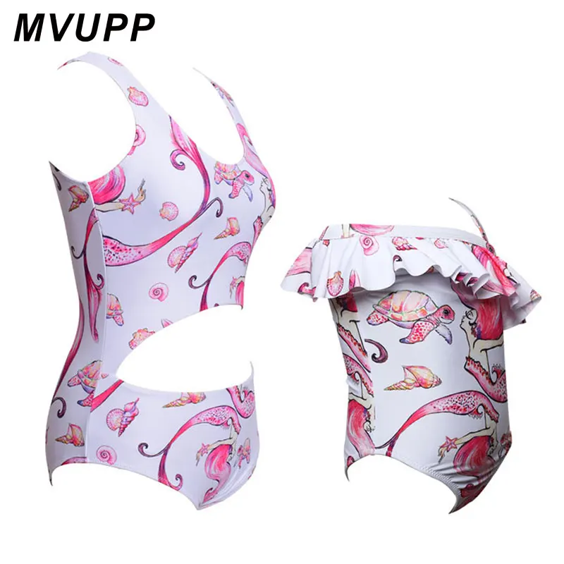 MVUPP/одинаковые комплекты для семьи купальники мамы и дочки Цельный купальник с