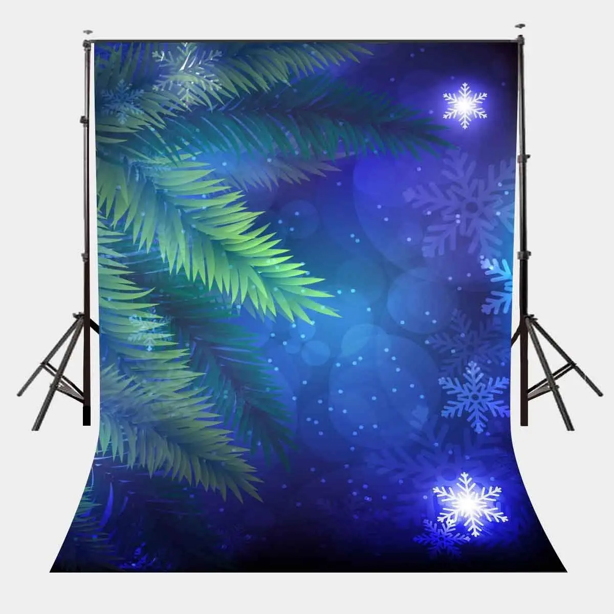 

150x220cm Starry Night View Backdrop Falling Snow Green Tree Photography Background