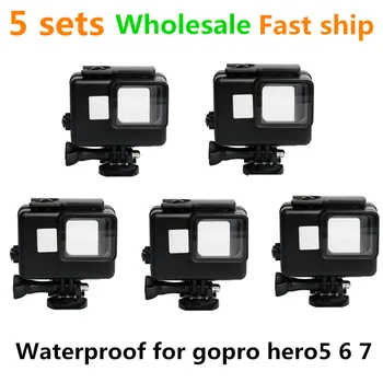 

5 sets wholesWatetproof case kits for gopro hero5 6 7 black Kong Kim tempered glass mountaineering running riding 45meter
