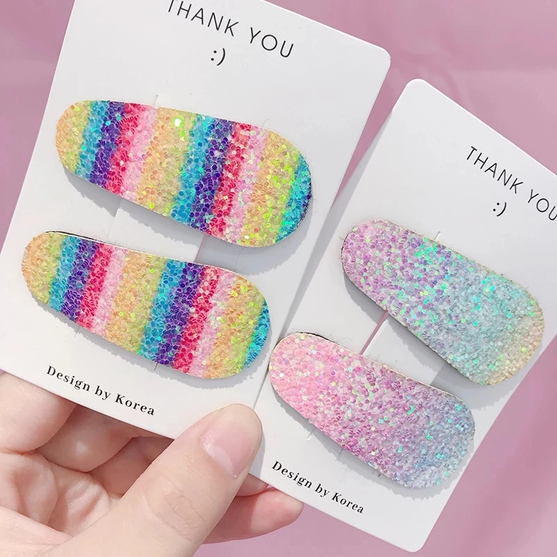 

1 Pcs Pink Rainbow Snap Side Hair Clips Girls' Hairpins 2 Inch Barrettes Kids Hair Accessories