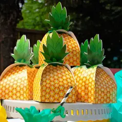 100 шт. свадьбы коробка конфет ананас вечерние Бумага Коробки для украшения для вечеринки в гавайском стиле летние пляжные свадебные