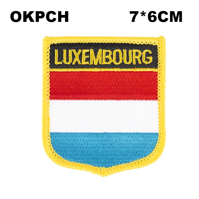

Luxembourg Shield Shape Iron-on Flag Patch Embroidered Saw on Badges Patches for Clothing PT0107-S