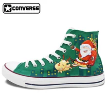 Unique Gifts Santa Claus Reindeer Christmas Design Custom Hand Painted Shoes Boys Girls Converse All Star Men Women Sneakers