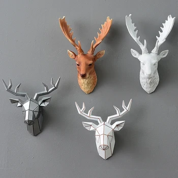 

European simulation animal decoration deer head stereo creative living room mural resin crafts Wall Hanging
