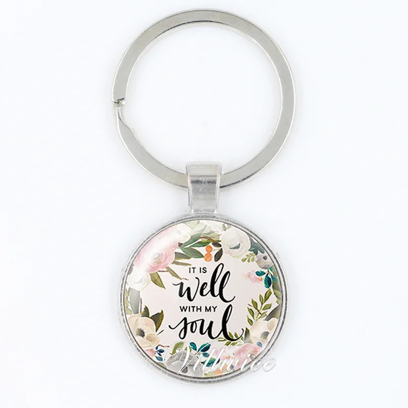 

Wisdom Bible Verse It is well with MY Soul Lettering Key Chains Quote Faith Inspirational Women Men Christian Jewelry Gifts