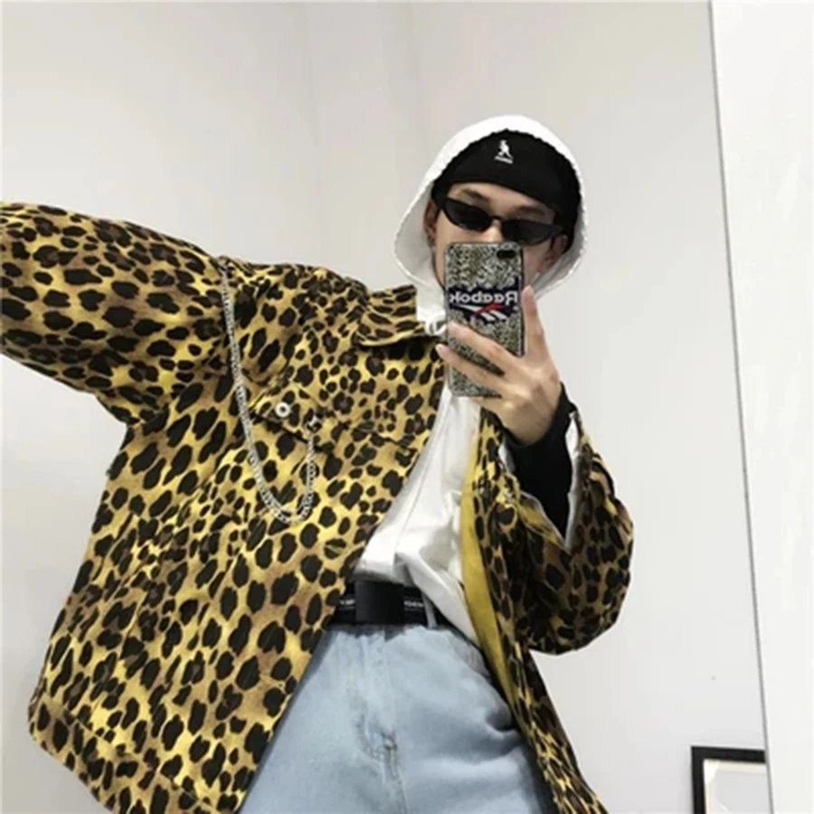 Harajuku леопардовая новая Корейская Ins свободная Мужская куртка в стиле ретро пилот Осенняя мужская куртка-бомбер весенние мужские куртки и пальто в стиле хип-хоп