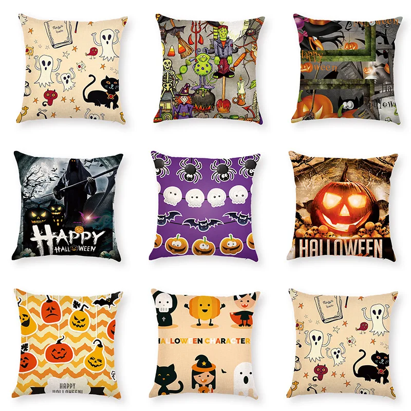 Buy Halloween Pillowcase Pumpkin Castle Cotton Linen