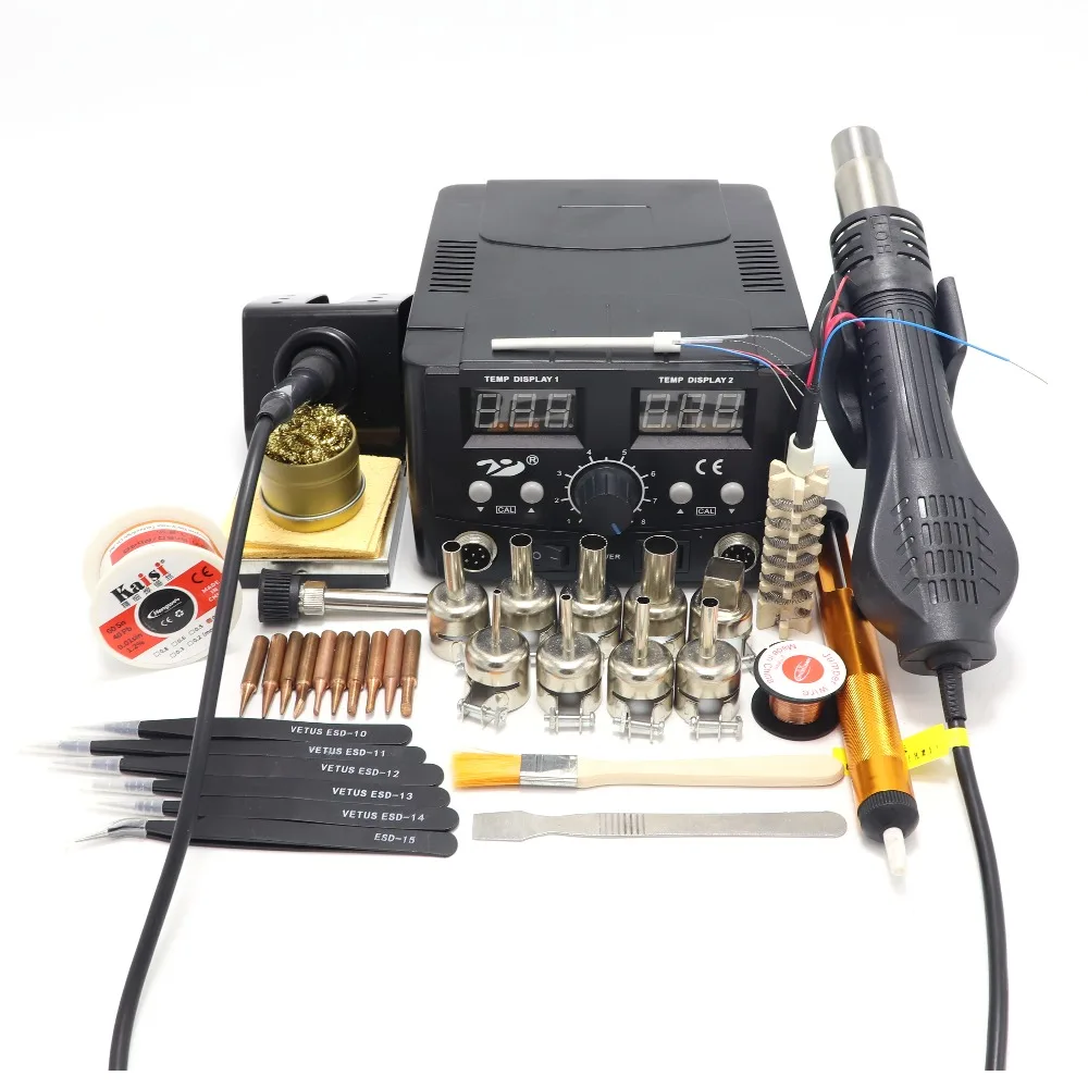 8582D 750 Вт синяя цифровая паяльная станция SMD 2 в 1 для ремонта сварки пайки набор