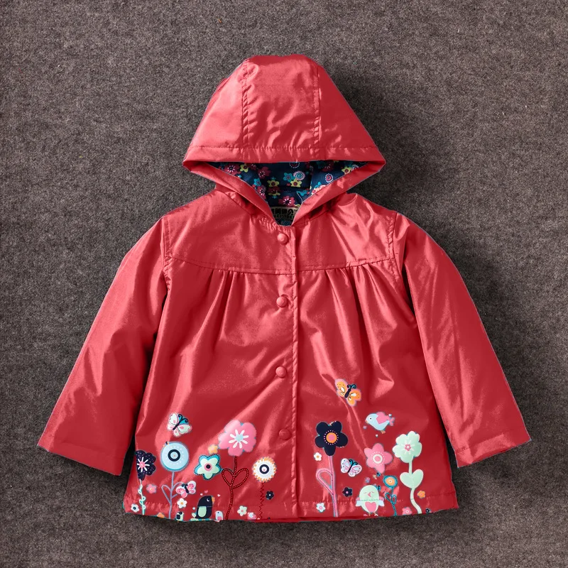 Новая детская одежда куртка прекрасные цветы печати ветра и дождя пальто для девочек водонепроницаемый Толстовка ярких цветов Детская верхняя одежда 90-120 см