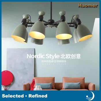 

Europe simple Pendant Lights Minimalist modern suspension lamp living room indoor hanging lamp E27 iron wood 3/5/6/8 lights